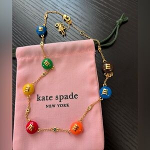 nwot kate spade multicolor M&M-style charm necklace - gold chain
